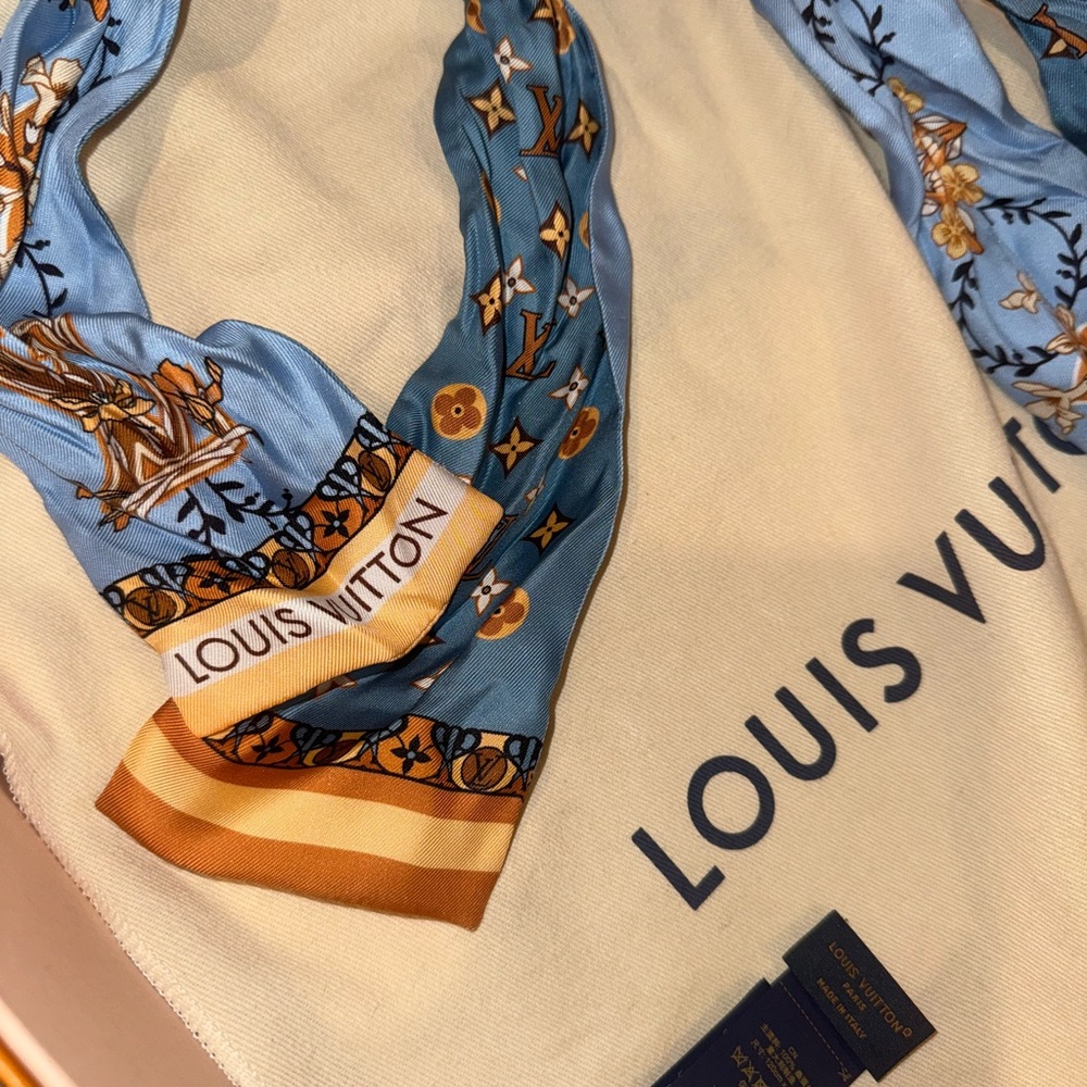 Louis Vuitton Blue and Gold Bandeau/twilly